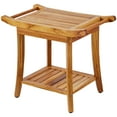 thumbnail image 1 of KFFKFF Teak Bath Seat, Dimensions: 22x14.4x18.5 inches, Features: Water-Resistant, Storage Shelf, Grip Handle, Stable Feet, Supports up to 300 lbs, Suitable for Both Indoor & Outdoor Bathroom Use, 1 of 9