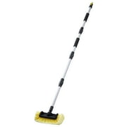 KFFKFF Telescopic Wash Brush, 66.7-In Telescopic Vehicle Cleaning Brush with Extended Handle, 12" Gentle PVC Bristle Head, Flow-Through Auto Cleaning Mop Set with Water Hose Connector for Car RV Boat