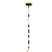 KFFKFF Telescopic Wash Brush, 66.7-Inch Telescopic Vehicle Cleaning Brush with Extended Handle, 12" Gentle PVC Bristle Head, Flow-Through Auto Cleaning Mop Set with Water Hose Connector for Car RV Bo