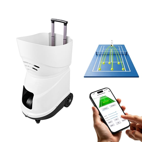 KFFKFF Tennis Ball Machine with 2-Hour Runtime, 150-Ball Capacity, App Control, Spin Adjustment, Dual Training Modes, and Speeds up to 80 MPH for Practice and Training
