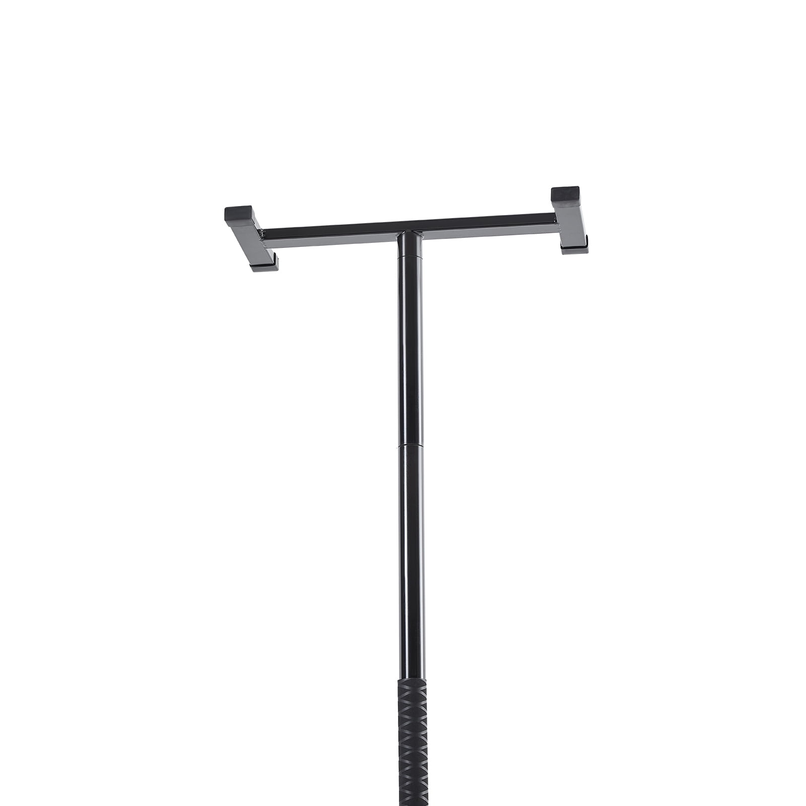 KFFKFF Tension-Supported Transfer Rod, Bathroom Safety Rail with Non-Slip Curved Grip, 300 Lbs Weight Limit Stability Column for Seniors, Suitable for 7-10 Ft Ceiling Heights, Black