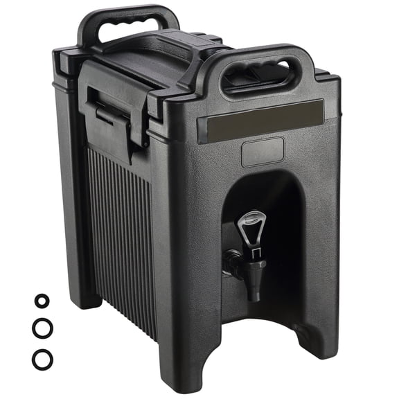 KFFKFF Thermal Beverage Holder, 2.5 Gallon, LDPE Material Suitable for Hot and Cold Drinks, Insulated Drink Cooler with 0.9 in PU Layer Dual-Stage Tap, Ideal for Cafeteria Beverage Store