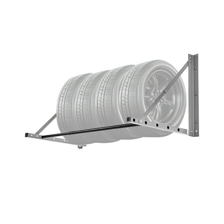 KFFKFF Tire Storage Rack, Wall-Mounted and Foldable, 32" - 48" Adjustable, Q235 Robust Steel Construction, Suitable for R14-R20 Standard Tires, Up to 300lbs Weight Limit, Ideal for Garage, Workshop