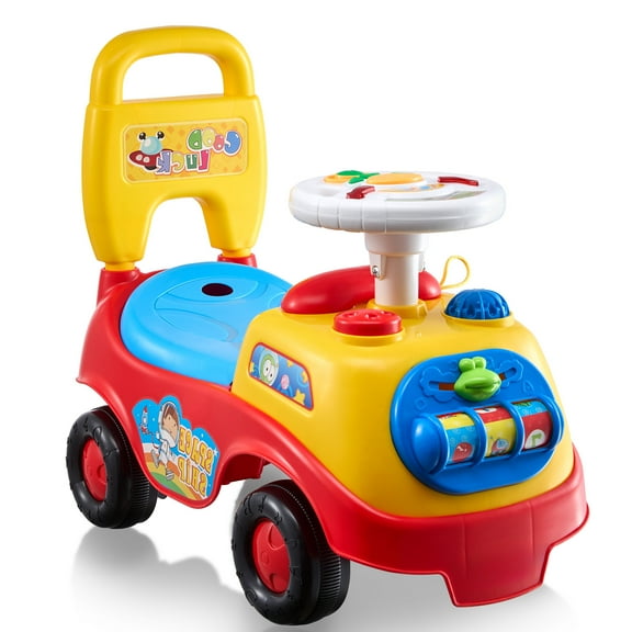 KFFKFF Toddler Push Car, 1-3 Years, Ride Racer, Transition from Sitting to Standing, Children's Car with Musical Steering, Horn, Storage Under Seat, for Young Kids