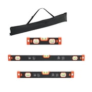 KFFKFF Torpedo Level Set, 3 Sizes 9/16/24 in, Magnetic Leveling Tools with Aluminum Alloy Build, Clear Green Vials, V-Groove Design, Hanging Hole, Suitable for Multi-Angle Measurements