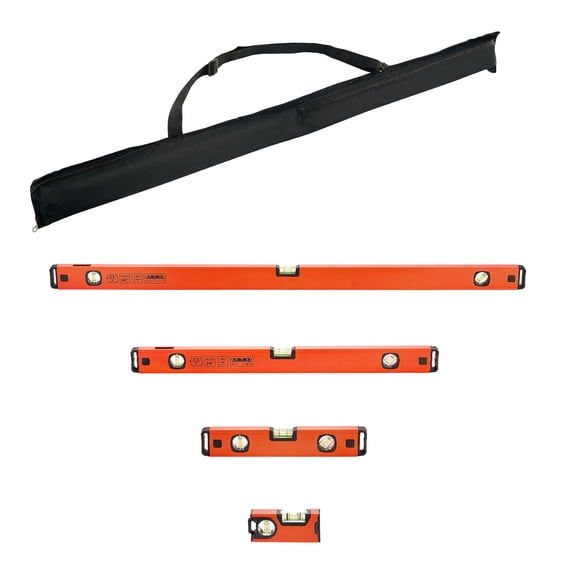 KFFKFF Torpedo Level Set, 4 Sizes: 4/12/24/40 in, Magnetic Aluminum Alloy Leveling Tools with 3 Green Vials,Hanging Hole,Box Beam Design for Multi-Angle Measurements in Construction and Home Projects