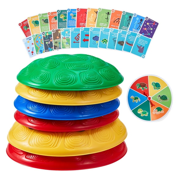 KFFKFF Tortoise-Shaped Balancing Stones, Set of 6, Supports up to 220 lbs, Tortoise Hopping Stones, Child's Coordination Game Toys, Suitable for Indoor or Outdoor Activities for Kids Aged 3 to 8+