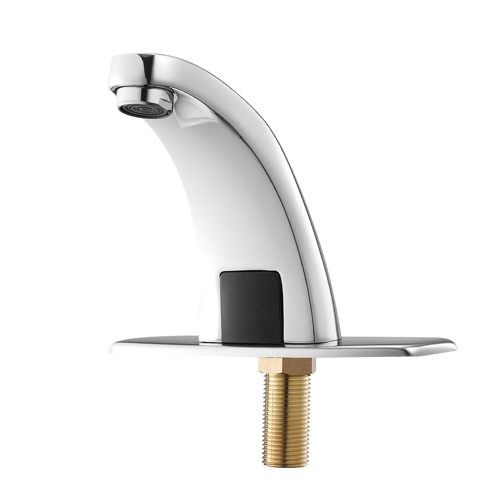 KFFKFF Touchless Bathroom Sink Faucet, Automatic Motion Sensor Restroom Faucet for Cold Water with Hole Cover Plate, Battery Powered for 9/16 in Pipe in Commercial Lavatories, Chrome-Plated Silver