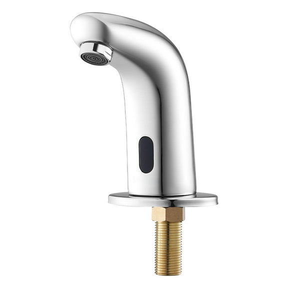 KFFKFF Touchless Bathroom Sink Faucet with Motion Sensor, Automatic Cold Water Restroom Faucet with Hole Cover Plate, Battery Powered for 9/16 in Pipe, Chrome Finish