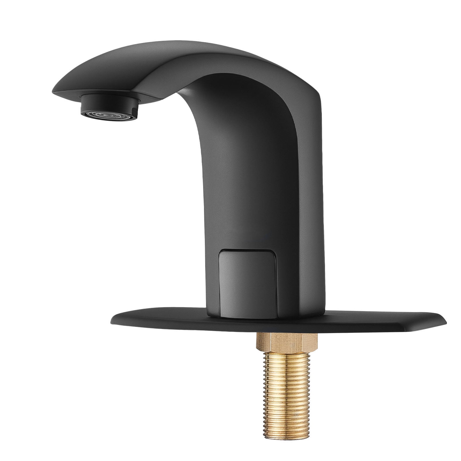 KFFKFF Touchless Bathroom Sink Faucet with Motion Sensor, Automatic Restroom Faucet with Cover Plate, Battery Powered, Adjustable Temperature for 9/16 in Pipe, Commercial Lavatory, Matte Black