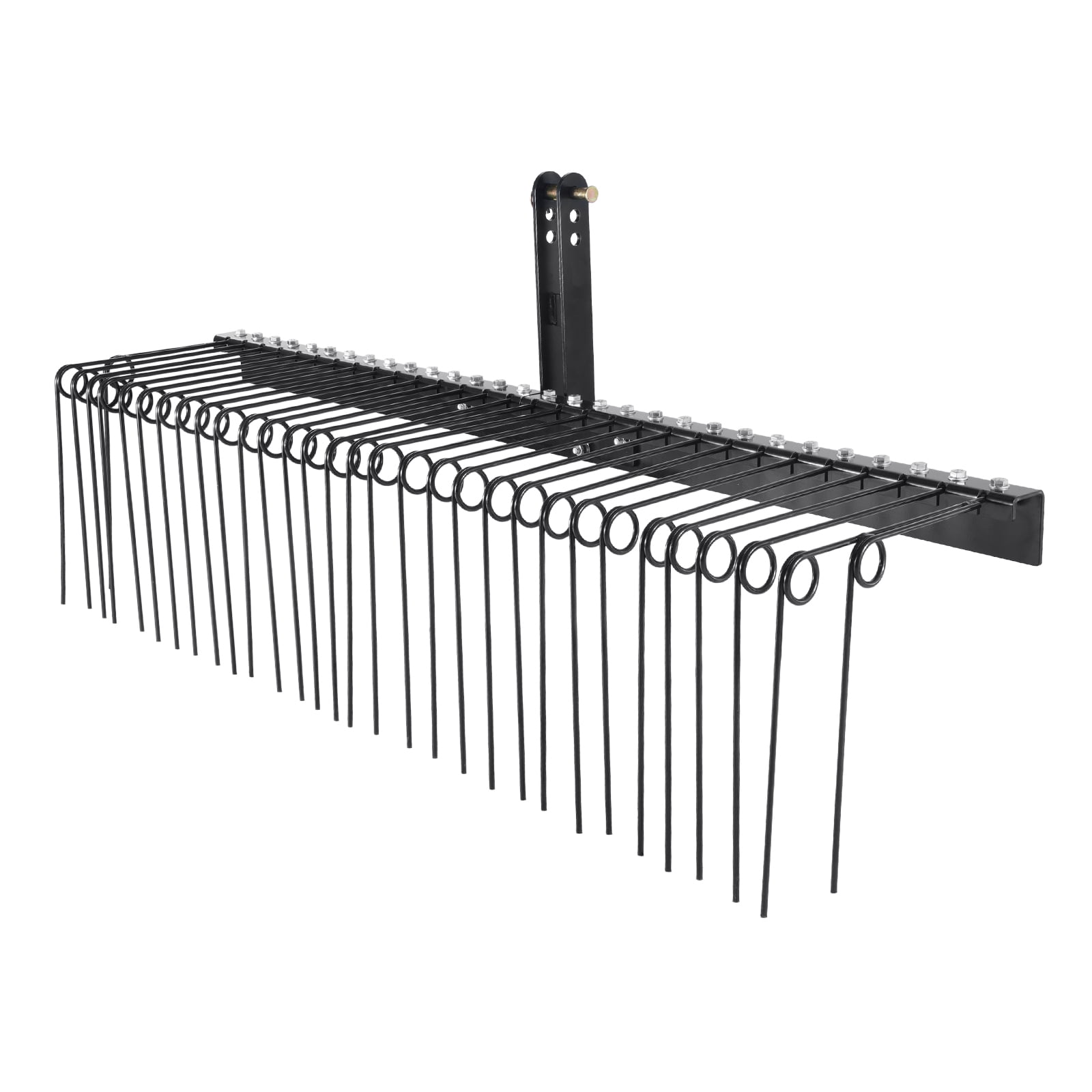 KFFKFF Tow Behind Landscape Rake, 72" Lawn Dethatcher Rake with 32 Tines, Pine Straw Rake for Category 1, 3-Point Hitch Tractors