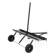 KFFKFF Towable Dethatcher, 48 Width with 24 Durable Spring Tines, Ideal for ATV or Lawn Mower Use, Garden and Lawn Rake with Easy Lift Handle for Efficient Grass Maintenance