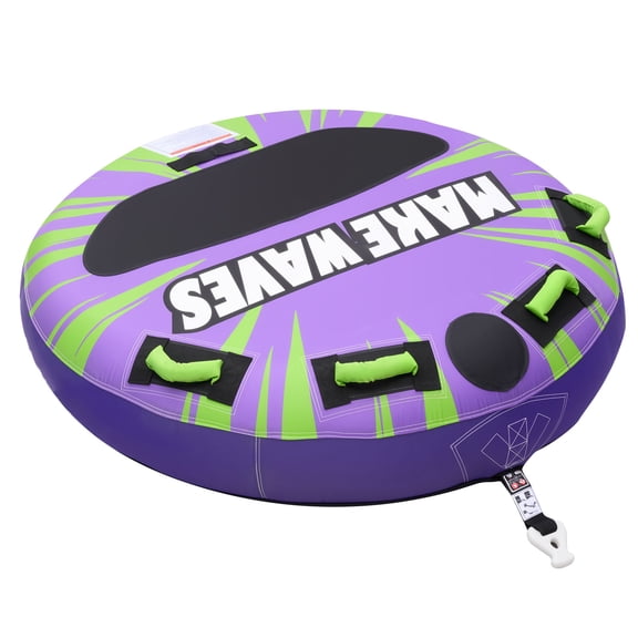 KFFKFF Towable Tubes for Boating, 2-Person Inflatable Water Sport Tube, 340lbs Capacity with Non-Slip Pad, Durable Nylon Cover, Comfortable Handles & Secure Valve