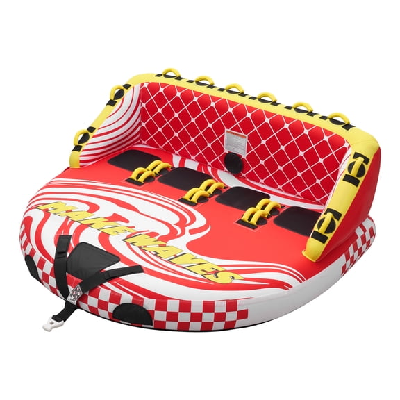 KFFKFF Towable Tubes for Boating, 4-Person Inflatable Tube for Water Sports, 680 lbs Capacity - Features Durable Nylon Cover, Dual Tow Points, Safety Valve, and Comfortable Handles