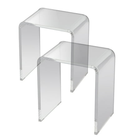 KFFKFF Transparent Acrylic End Table, Pair of C-Form Lucite Accent Tables, Lucid Acrylic Table for Beverages, Meals, Snacks utilized in Family Room, Sleeping Quarters, and Study Area