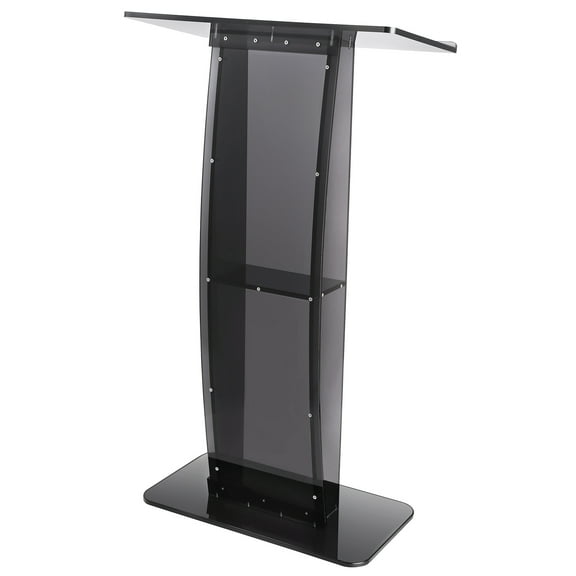 KFFKFF Transparent Lectern, 47" Transparent Lectern Stand with Expansive Reading Area & Storage Rack, Upright Clear Acrylic Podiums for Religious Institution Office Educational Institution, Black
