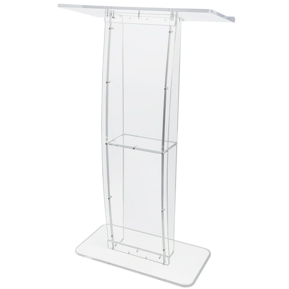 KFFKFF Transparent Lectern, 47" Transparent Lectern Stand with Spacious Reading Area & Storage Rack, Upright Clear Sermon Stands Acrylic for Religious Institution Workspace Educational Institute