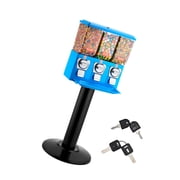 KFFKFF Triple Compartment Candy Vending Machine with Stand, Gumball and Candy Dispenser with Built-In Cash Box, Removable Design, Classic Candy Dispenser for Stores and Arcades