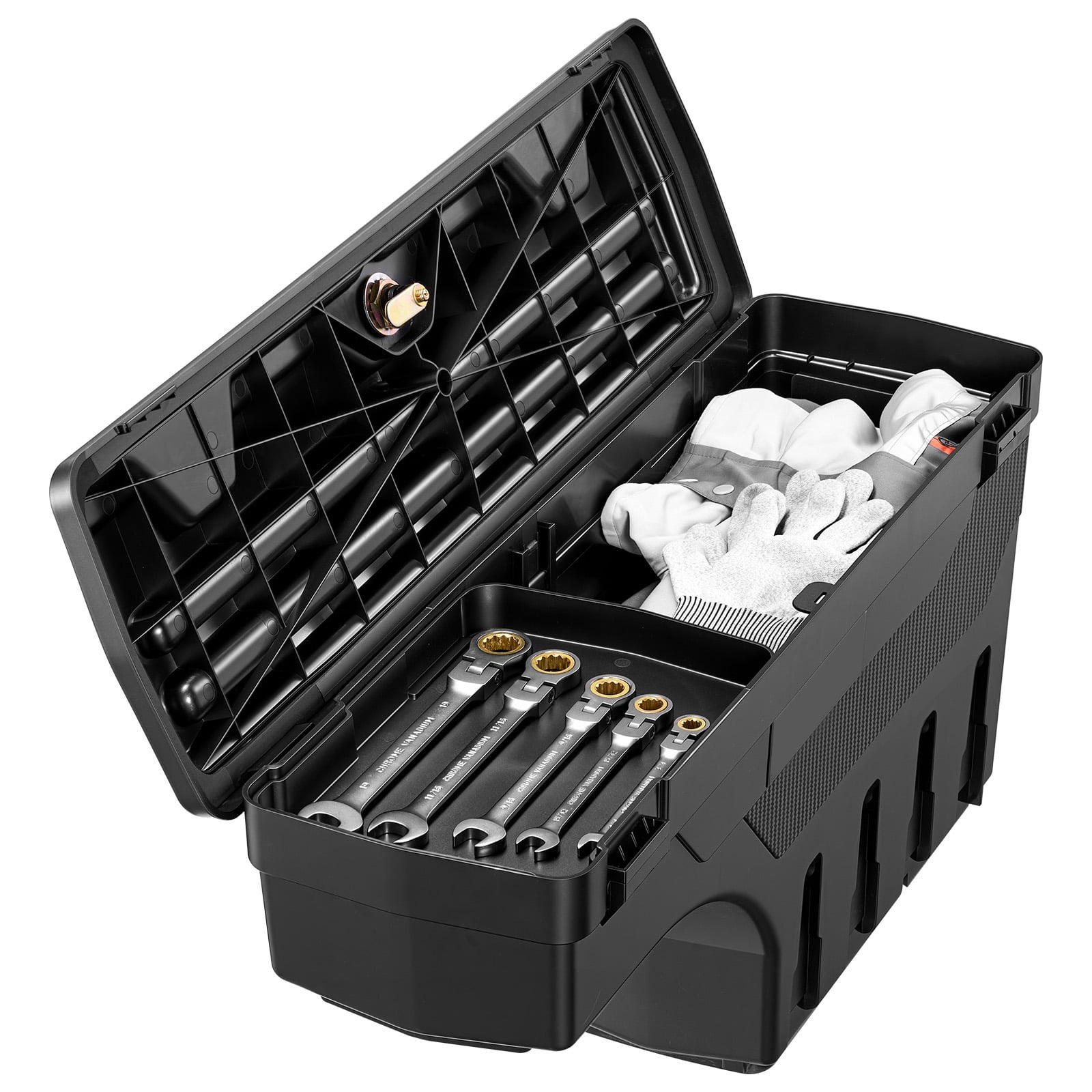 KFFKFF Truck Bed Storage Box, 6.6 Gal/25 L Waterproof ABS Wheel Well Tool Organizer with Combination Lock, Fits 1997-2014 Ford F-150, Passenger Side Right (Drilling Required)
