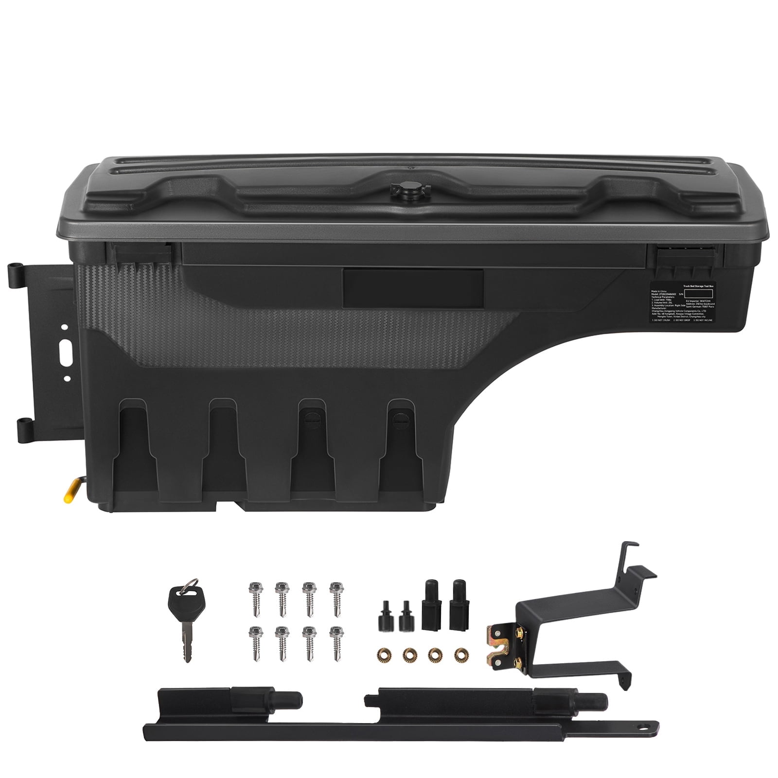 KFFKFF Truck Bed Storage Box, Lockable Lid, 6.6 Gal/20 L Waterproof ABS Wheel Well Tool Box, Compatible with Chevrolet Silverado 1500 GMC Sierra 1500 2019-2021, Black, Driver Side