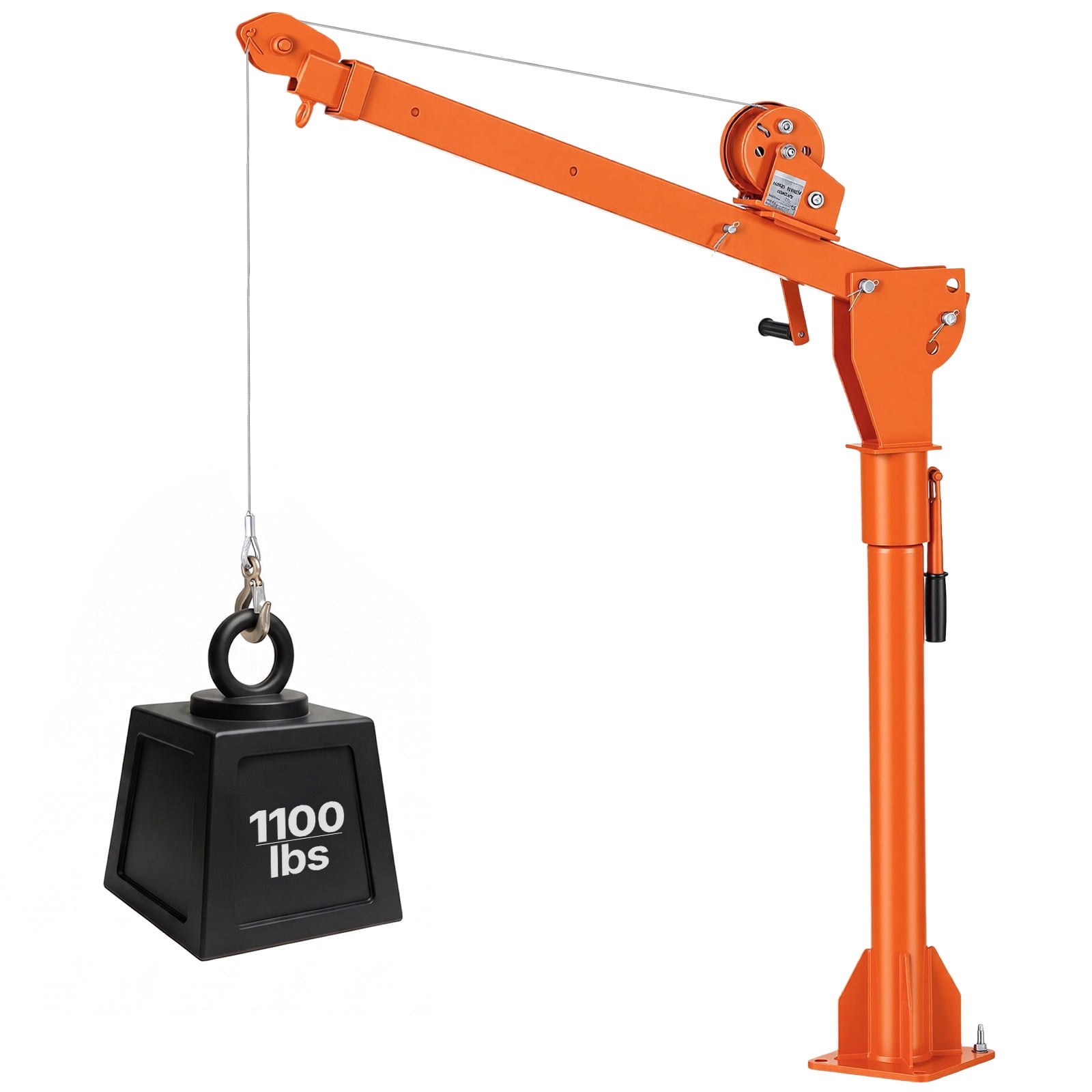 KFFKFF Truck Crane, 1100 lbs Manual Pickup Crane with Hand Winch, 360° Rotating Telescopic Boom, Durable Galvanized Steel, Foldable Jib for Lifting Heavy Loads in Machine Shops, Lumberyards