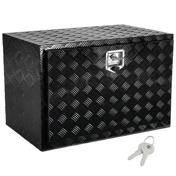 KFFKFF Truck Underbody Storage, 48" x 24" x 24" Pickup Stowage, Robust Aluminum Diamond Plate Toolbox with Secure Lock and Keys, Weatherproof Trailer Stowage Box with T-Handle Fastener for Truck, Van