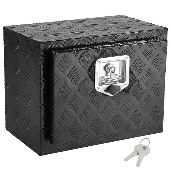 KFFKFF Truck Underbody Toolbox, Dimensions: 18"x12"x14", Crafted from Robust Aluminum Diamond Plate, Weatherproof Design for Secure Storage in Trucks with T-Handle Latch