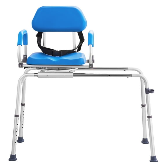 KFFKFF Tub Access Bench: 360 Rotating Seat, Slide Function, Adjustable Height, Safety Belt, Cushioned Seat & Swivel Armrest for Seniors & Disabled - Support up to 330lbs