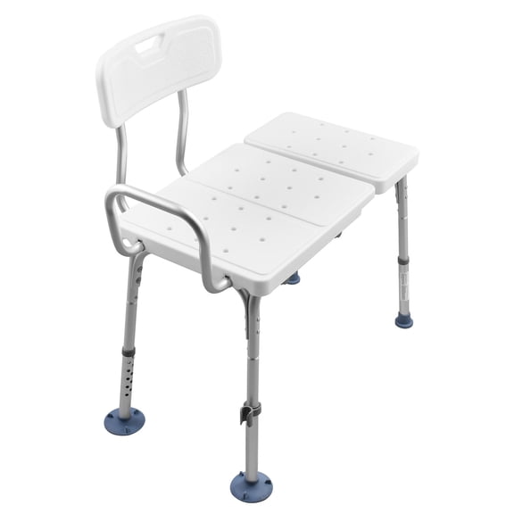 KFFKFF Tub Transfer Bench for Bathtub, 400 lbs Capacity Durable Shower Chair with Armrest, Backrest, and Curtain Slot, Adjustable Height Bath Seat for Adults, Seniors