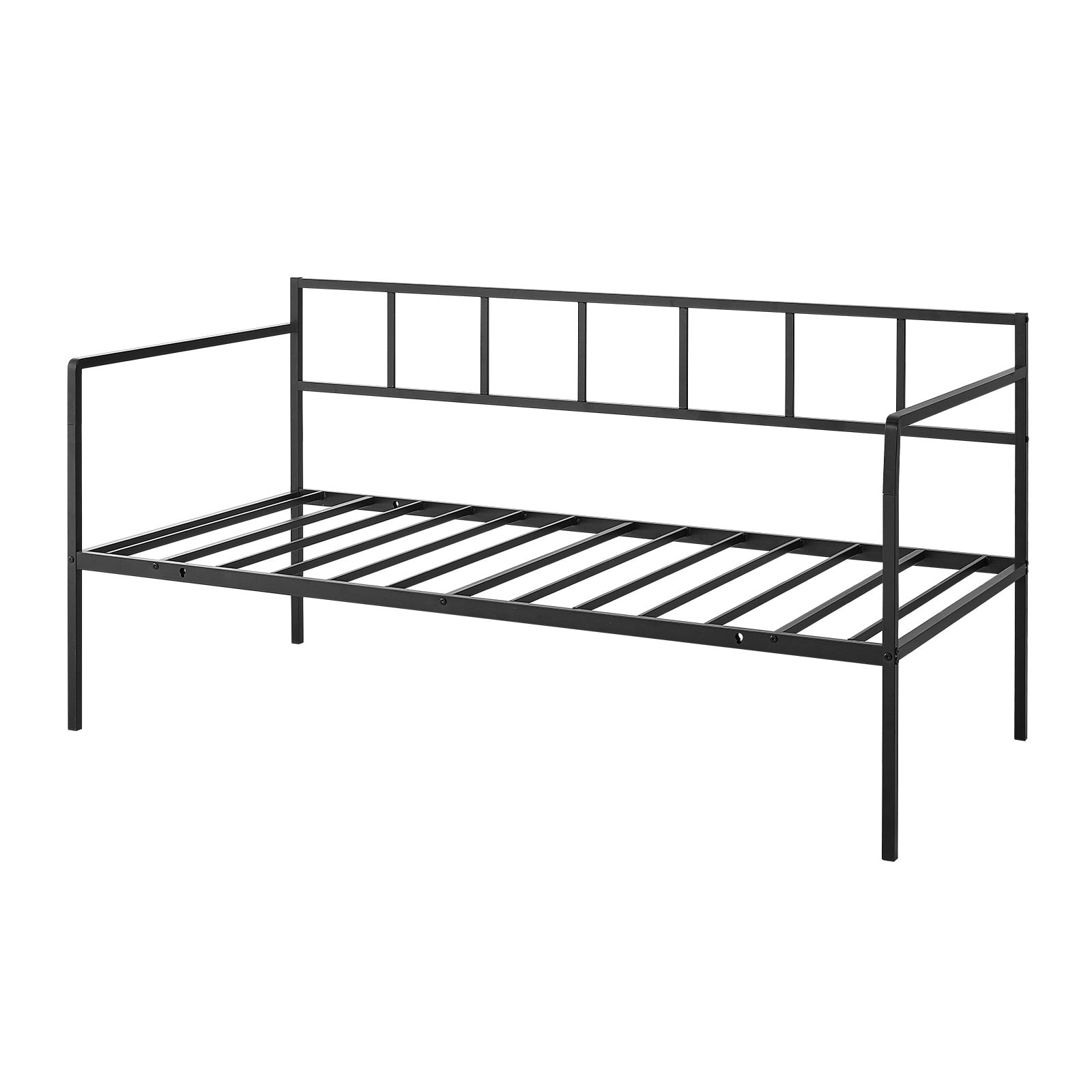 KFFKFF Twin Daybed Metal Frame with Under-Bed Storage, Ideal for Living Room, Bedroom, or Guest Room, Space-Saving Design, Durable Metal Construction, Simple Assembly, Without Trundle, Black
