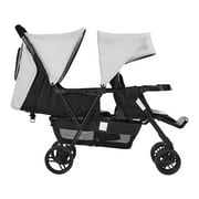 KFFKFF Twin Pram, Compact Folding Dual Stroller with In-Line Seats, Modifiable Backrest/Footrest, All-Around Safety Belt, Storage Compartment & Tray, Suitable for Infant & Young Child (Black)