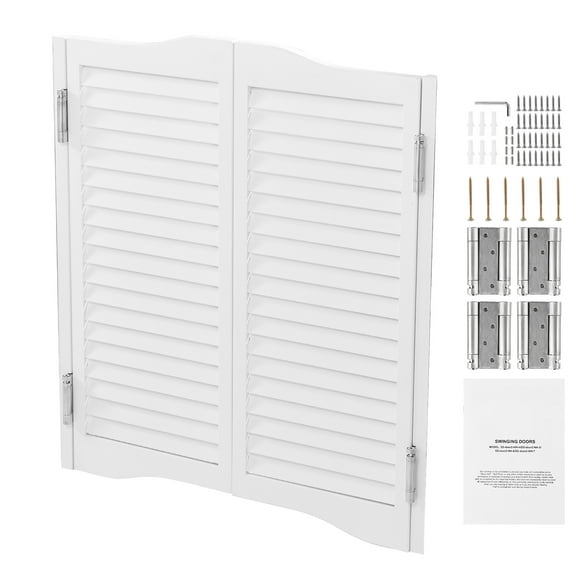 KFFKFF Twin Saloon Doors, Dimensions 32"W x 36"H, Curved Top, Swinging Indoor Cafe Doors, Superior Pine Wood, Includes Hinges & Assembly Kit, Simple Installation