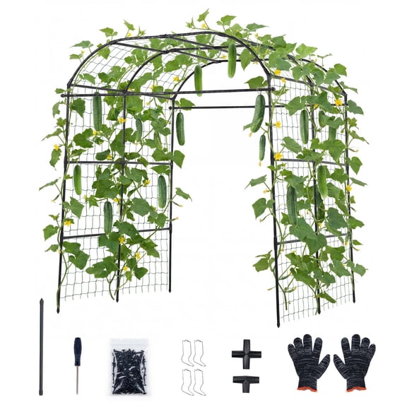 KFFKFF U-Shape Garden Trellis for Raised Beds, Metal Arch Plant Support for Vines, Climbing Plants, Peas, Beans, Zucchini, Tomatoes, Squash, and Flowers (71.26 x 64.96 x 82.68 in)