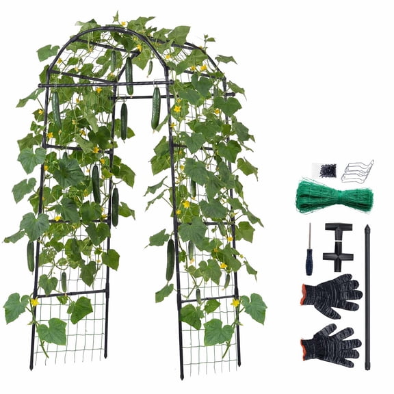 KFFKFF U-Shape Garden Trellis for Raised Beds, Metal Arch Plant Support for Vines and Climbing Plants, Suitable for Outdoor Vegetables and Flowers such as Peas, Beans(32.01 x 31.5 x 80.71 in)