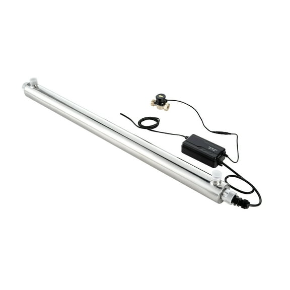 KFFKFF UV Water Sanitizer, 55W 12GPM, 110V Multifunctional Ultraviolet Water Sanitizer Filter in Stainless Steel Enclosure, Comprehensive UV Water Filter with Quartz Sleeve Suitable for Shower