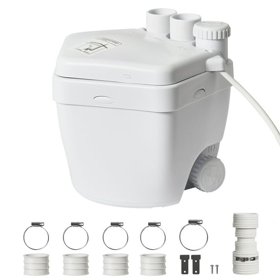 KFFKFF Under-Sink Sump Pump System, 1/3 HP, 120-Volt, 1750 GPH Flow, 18 ft Head, Utility Sink Pump with Copper Wire Motor, Robust Utility/Laundry Sink Pump, Drain Pump with 1-1/2" Outlet, White