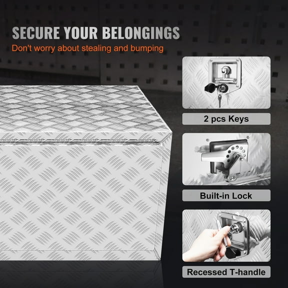 KFFKFF Underbody Aluminum Truck Tool Box 60" x 24" x 24" Trailer RV Tool Storage