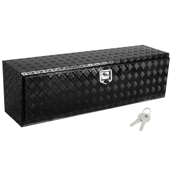 KFFKFF Underbody Truck Storage, 60"x17"x18", Durable Aluminum Diamond Plate Toolbox, Lock & Keys Included, Weatherproof Trailer Storage with T-Handle Latch for Trucks, Vans, Trailers