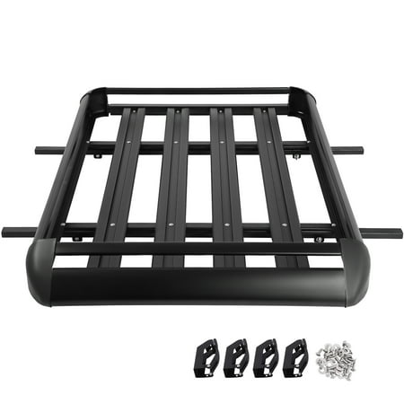 KFFKFF Universal 50.4 x 36.4 Inch Roof Cargo Basket, Aluminum Roof-Mounted Luggage Rack with Bars XL-B for Cars, SUVs, and Travel Essentials