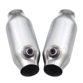 KFFKFF Universal Catalytic Converter, 2.5-Inch Inlet/Outlet, 2-Pack High-Flow Car Converter with O2 Port, Direct Fit Replacement, Durable Stainless Steel for Efficient Exhaust Gas Processing