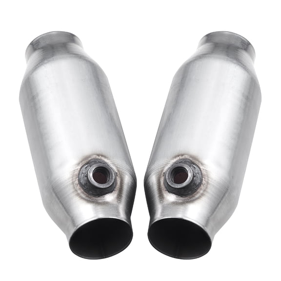 KFFKFF Universal Catalytic Converter, 2.5-Inch Inlet/Outlet, 2-Pack High-Flow Car Converter with O2 Port, Direct Fit Replacement, Durable Stainless Steel for Efficient Exhaust Gas Processing