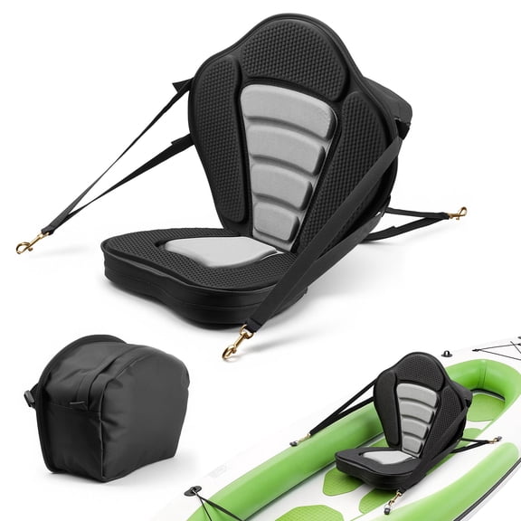 KFFKFF Universal Kayak Seat, 1 Pack 2.6" Thick, Comfortable Paddle Board Seat with Backrest, Soft Padded Cushion with Storage Bag & Adjustable Straps for SUP, Canoe, Fishing Boat, Inflatable Kayak