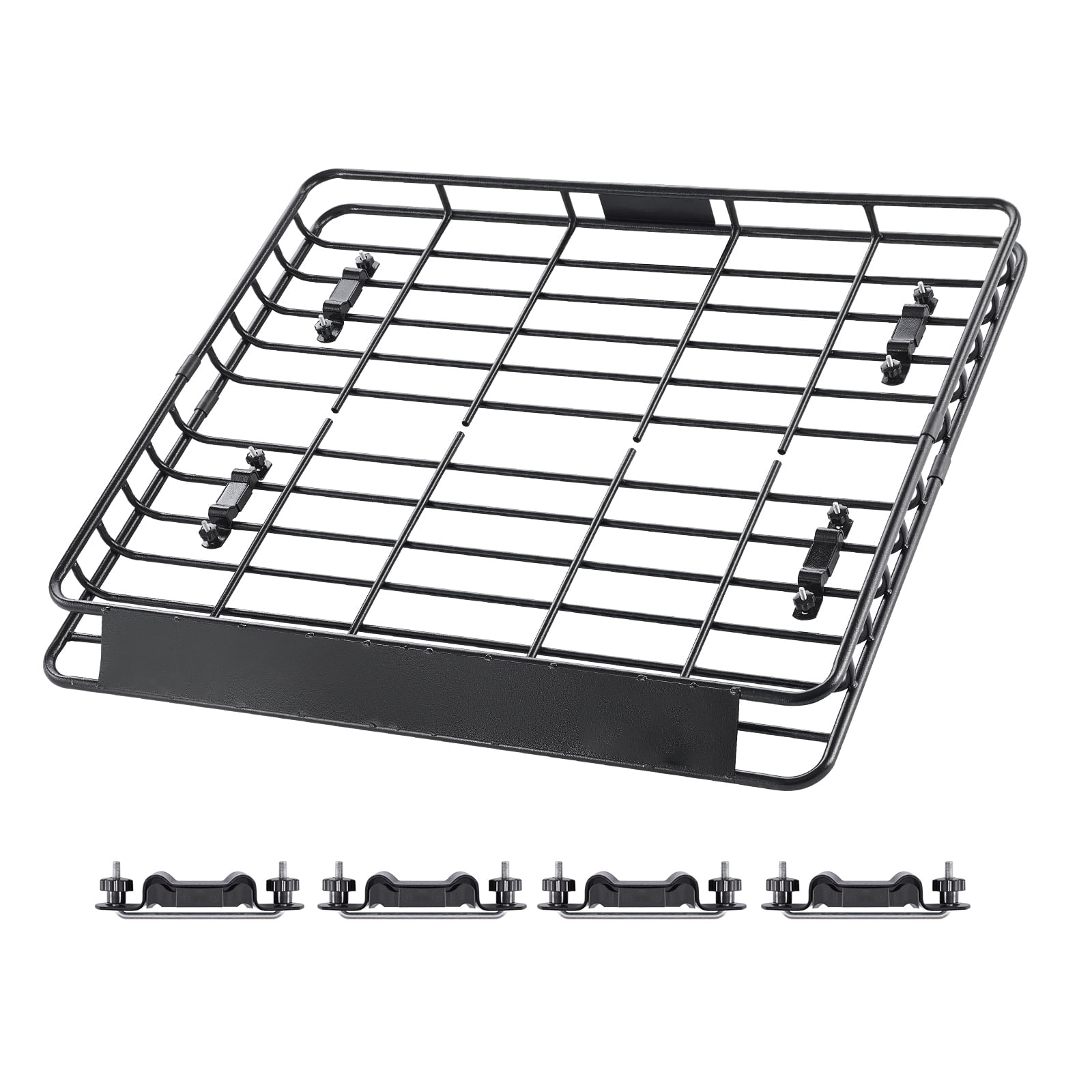 KFFKFF Universal Roof Rack Cargo Carrier, 43 x 50 x 4.1 in, Rooftop Luggage Basket with 150 lbs Load Capacity, 4.1 in Side Rails, Durable Alloy Steel, Wind Deflector, for SUVs and Cars