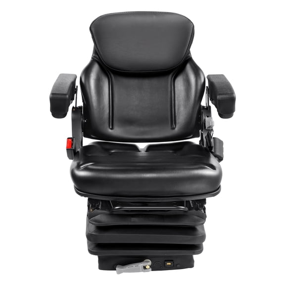 KFFKFF Universal Seat for Tractor, Collapsible Seat for Forklift with Adjustable Backrest Angle, Micro Switch, Safety Belt and Armrests, Triple-Level Shock Absorbing Seat for Tractor Loader Excavator