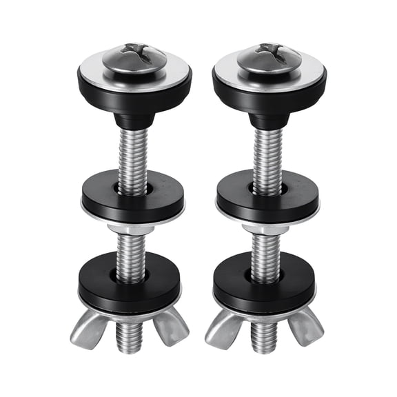 KFFKFF Universal Toilet Tank to Bowl Bolts Kit, 2PCS Durable Metal Toilet Tank Bolts, Stainless Steel Screws Replacement Kit with Wing Nuts, Rubber Washers, Gaskets for Toilet Repair