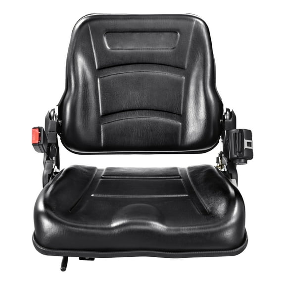 KFFKFF Universal Tractor Seat, Adjustable Folding Seat with Micro Switch and Slide-Out Seatbelt, 6.3-13.4 inch Slot Compatibility for Loaders, Excavators, and Forklifts