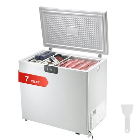 KFFKFF 7 Cu.ft / 198L Small Top-Open Chest Freezer with Adjustable Temperature Control 2 Removable Storage Baskets, Freestanding