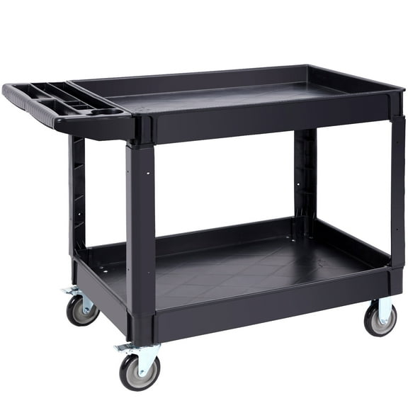 KFFKFF Utility Service Cart 360? Swivel Wheels 2 Shelf 550lbs (2 with Brakes)