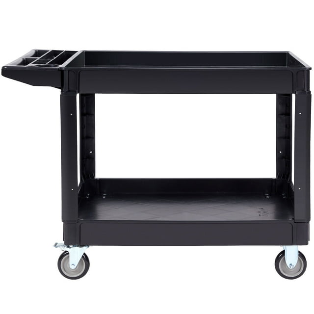 KFFKFF Utility Service Cart 360? Swivel Wheels 2 Shelf 550lbs (2 with Brakes)