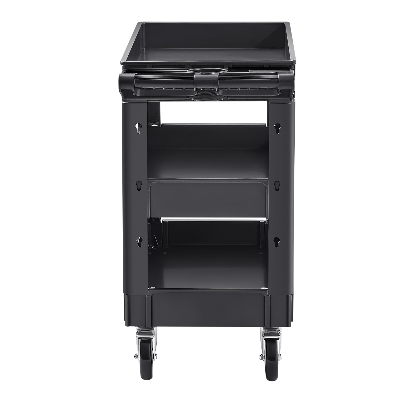 KFFKFF Utility Service Cart 360° Swivel Wheels 550lbs 3 Shelf (2 with Brakes),for Garage, Warehouse, Cleaning, Office & Workplace
